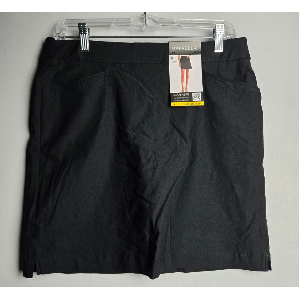 Rafaella Womens Black Stretch Skort Size M Pockets Athletic Golf RSBSG073 NEW
